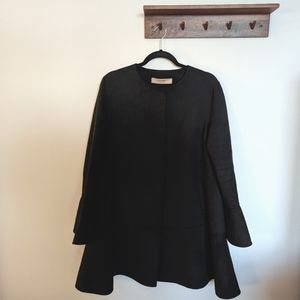 [Zara] Wool Blend Ruffled Black Coat
